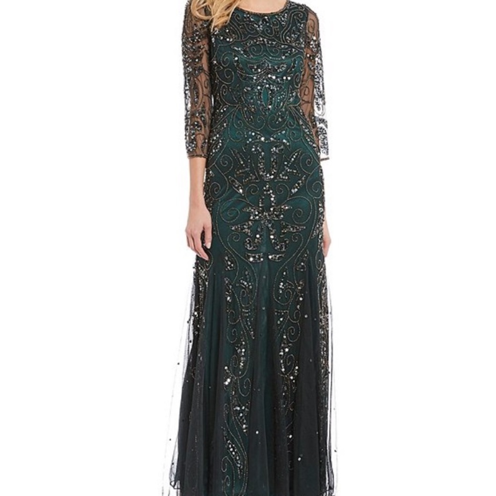 Pisarro Nights all Beaded & Sequin Illusion dress